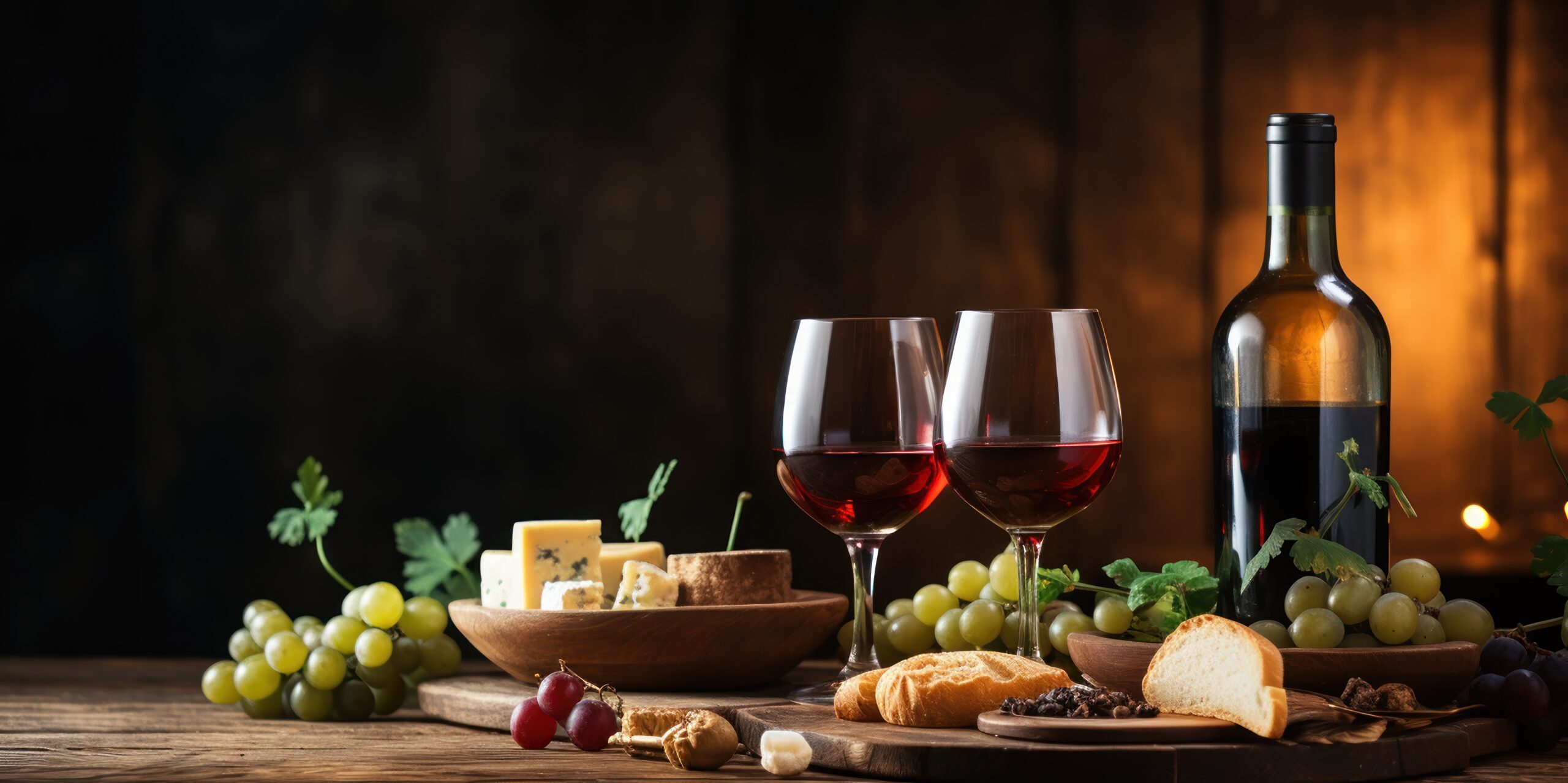 Food and wine samples on a wine tour