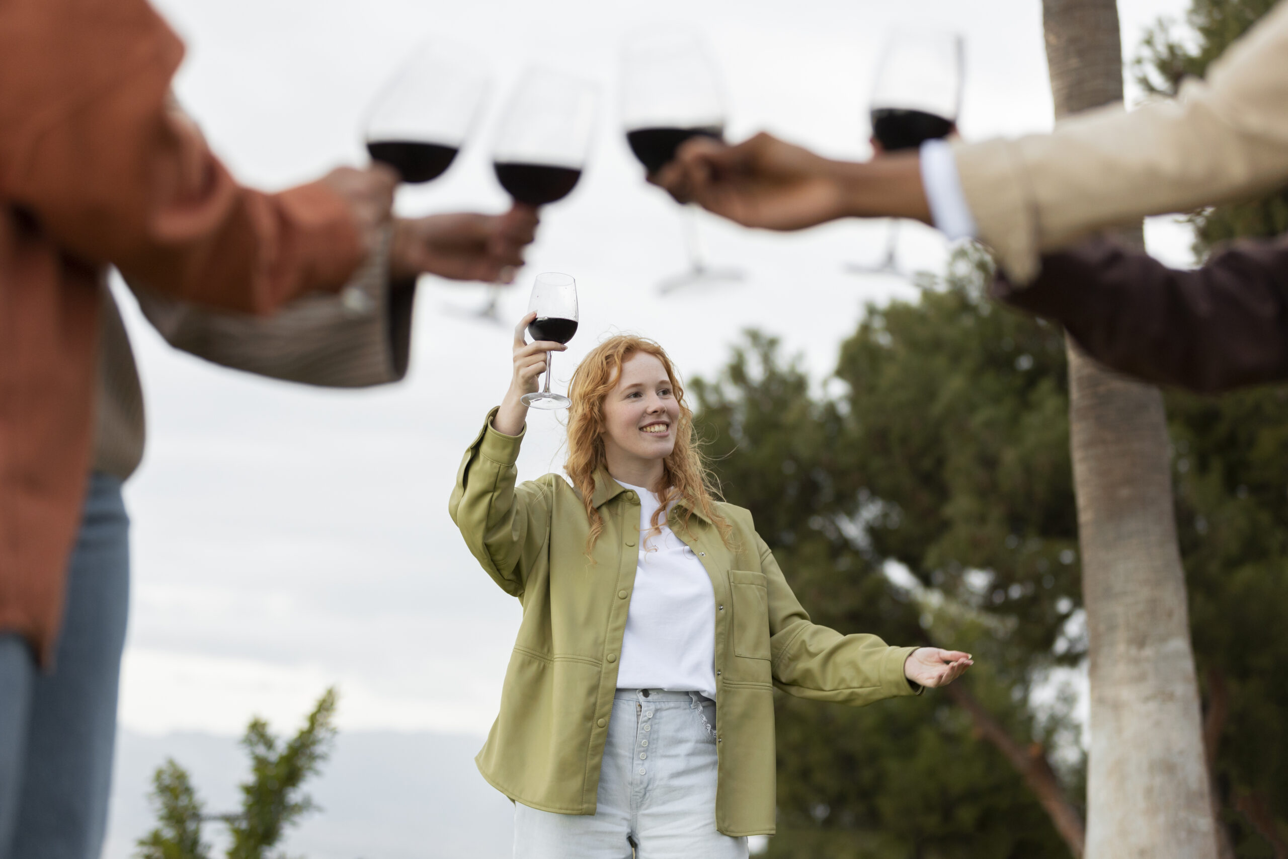 People enjoying themselves on a wine tour
