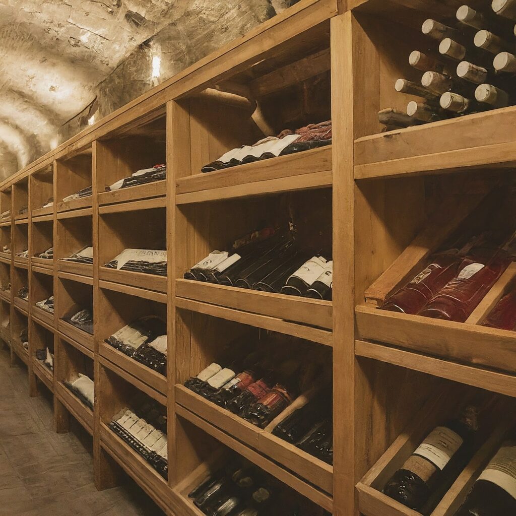 Bottles of wine store in the cellar