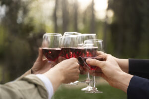 Group of friends enjoying wine together