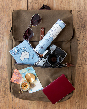 A bag and items to be used in a wine tour