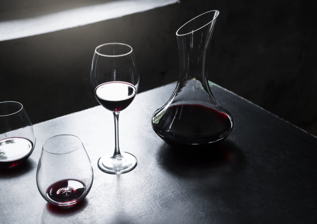 A decanter wine arrangement